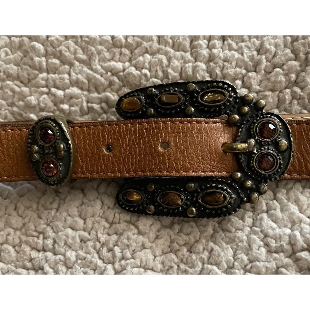 VNT Leatherock  Western Garnet Tiger Eye Woman Belt Size 34/ Pristine